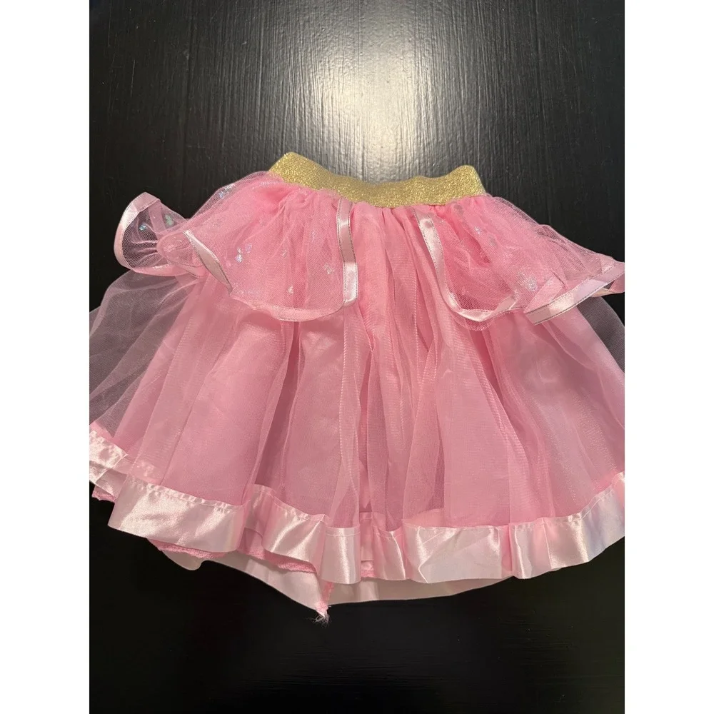 Kids Dress Up Costume Set 3 Tutus and Shimmering Hooded Cape Rainbow Blue Pink